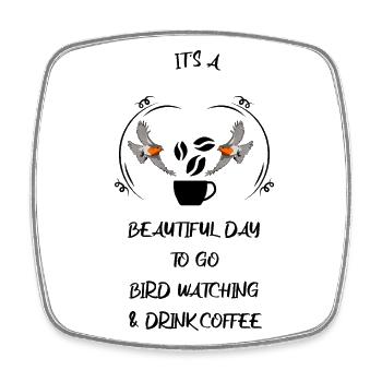 Bird Watching Bird Watching Birding Coffee - Square fridge magnet - white - Front