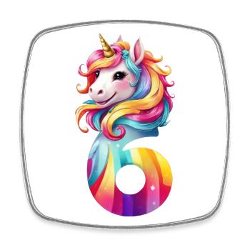 6E ANNIVERSAIRE LICORNE - Magnet carré - blanc - Devant