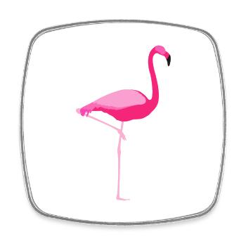 Flamingo Rosa Silhouette - Viereckiger Kühlschrankmagnet - Weiß - Vorne