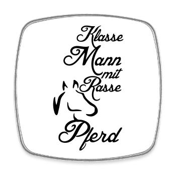 Klasse Mann - Rassepferd Geschenk - Viereckiger Kühlschrankmagnet - Weiß - Vorne