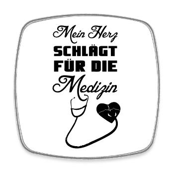 Mein Herz schlägt für die Medizin Geschenk - Viereckiger Kühlschrankmagnet - Weiß - Vorne