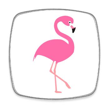 Flamingo - Viereckiger Kühlschrankmagnet - Weiß - Vorne