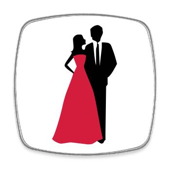 Couples de mariage, jeune mariée, marié - Magnet carré - blanc - Devant