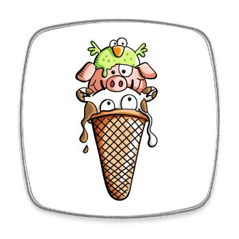 Bauernhoftier Eiscreme - Tiere - Eis - Kinder -Fun - Viereckiger Kühlschrankmagnet - Weiß - Vorne