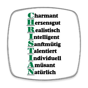 Christian Vorname,Namensschild,Name,Fun Shirt (25) - Viereckiger Kühlschrankmagnet - Weiß - Vorne