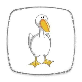 Petite Oie - - canard - canards - oies - Magnet carré - blanc - Devant
