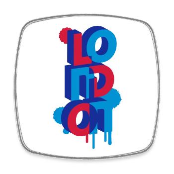 London in 3D Buchstaben - Viereckiger Kühlschrankmagnet - Weiß - Vorne