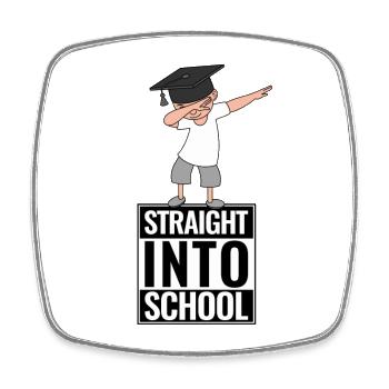 Direkt in die Schule - Straight into school  - Viereckiger Kühlschrankmagnet - Weiß - Vorne