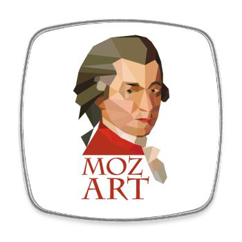 Mozart - Square fridge magnet - white - Front