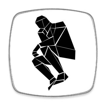 The thinker of triangles and squares - Square fridge magnet - white - Front