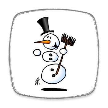 Un bonhomme de neige dansant - Magnet carré - blanc - Devant