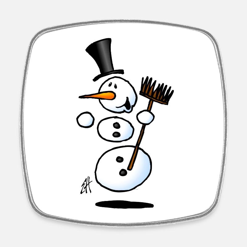 Dancing snowman - Square fridge magnet - white