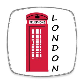 Phone Box London - Viereckiger Kühlschrankmagnet - Weiß - Vorne