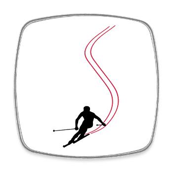 Ski ! - Magnet carré - blanc - Devant