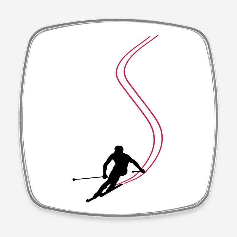Ski ! - Magnet carré - blanc