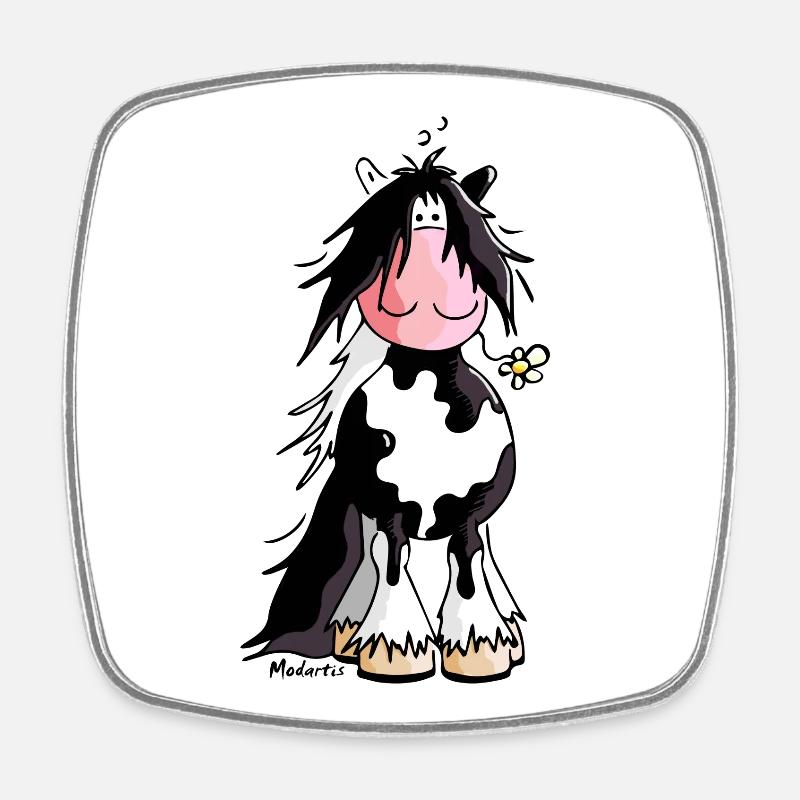 Irish Tinker - Gypsy Cob - Pferd - Viereckiger Kühlschrankmagnet - Weiß