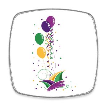 Carnaval Mardi Gras Fool Cap Balloons - Magnet carré - blanc - Devant