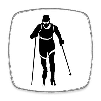 ski de fond - Magnet carré - blanc - Devant