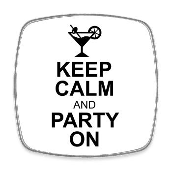 keep calm and party on - Viereckiger Kühlschrankmagnet - Weiß - Vorne