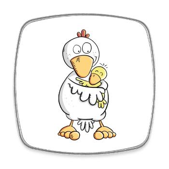 Huhn Mama mit Küken Baby I Muttertagsgeschenk - Viereckiger Kühlschrankmagnet - Weiß - Vorne