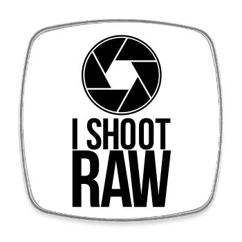 shoot raw - Square fridge magnet - white - Front