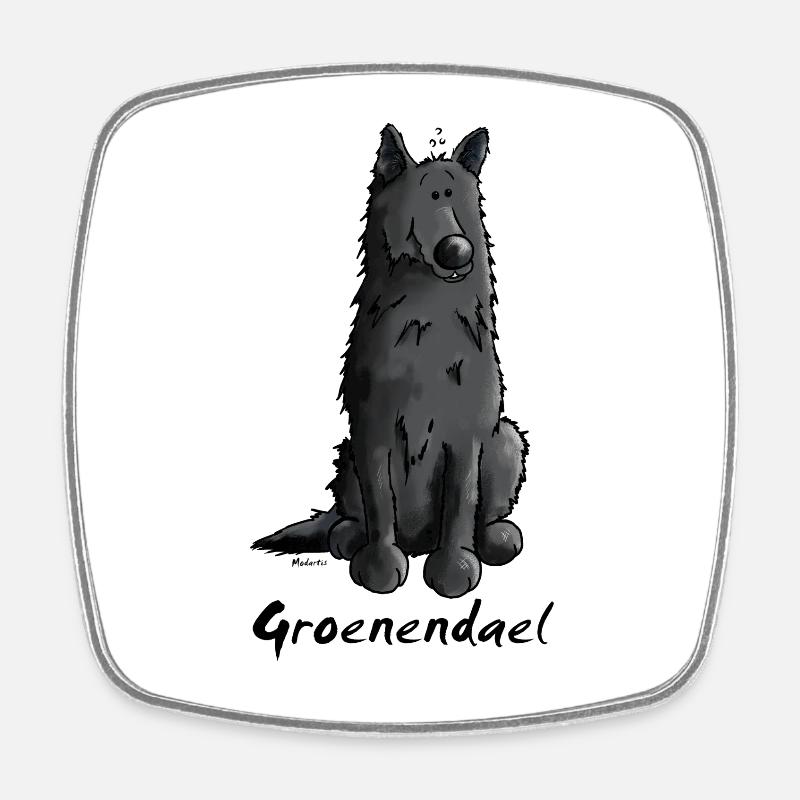 Mignon Berger belge Groenendael - Magnet carré - blanc