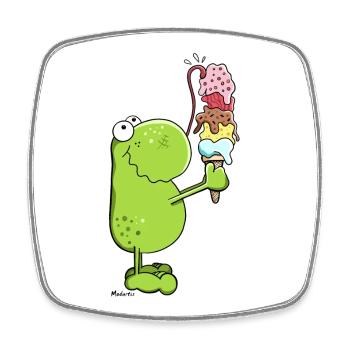 Frosch mit Eis - Viereckiger Kühlschrankmagnet - Weiß - Vorne