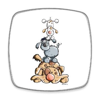 Funny Dog Tower - Square fridge magnet - white - Front