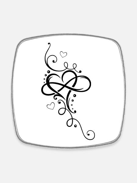 Herz, Unendlichkeit, heart, infinity - Magnet carré - blanc