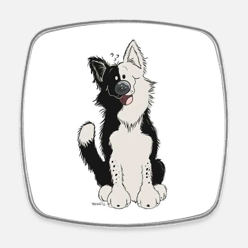 Cute Border Collie - Square fridge magnet - white