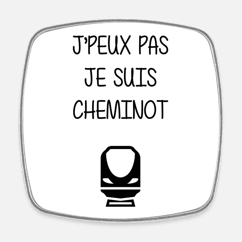 Cheminot / Chemin de fer / Train / Metro - Magnet carré - blanc