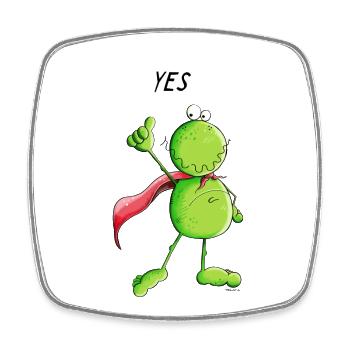 Super Frosch - Viereckiger Kühlschrankmagnet - Weiß - Vorne