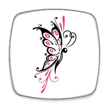 Big filigree butterfly, wings, girlie Tattoo style - Square fridge magnet - white - Front