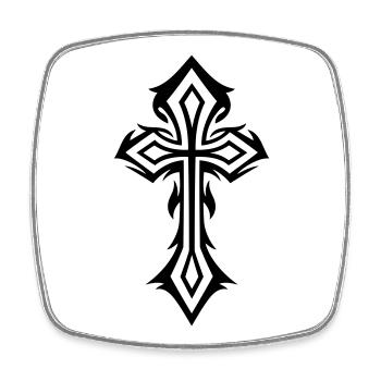 Croix, Crucifix, avec des épines, style gothique. - Magnet carré - blanc - Devant