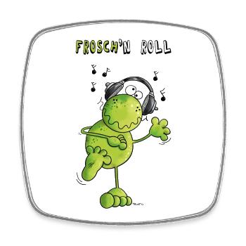 Frosch n' Roll - Viereckiger Kühlschrankmagnet - Weiß - Vorne