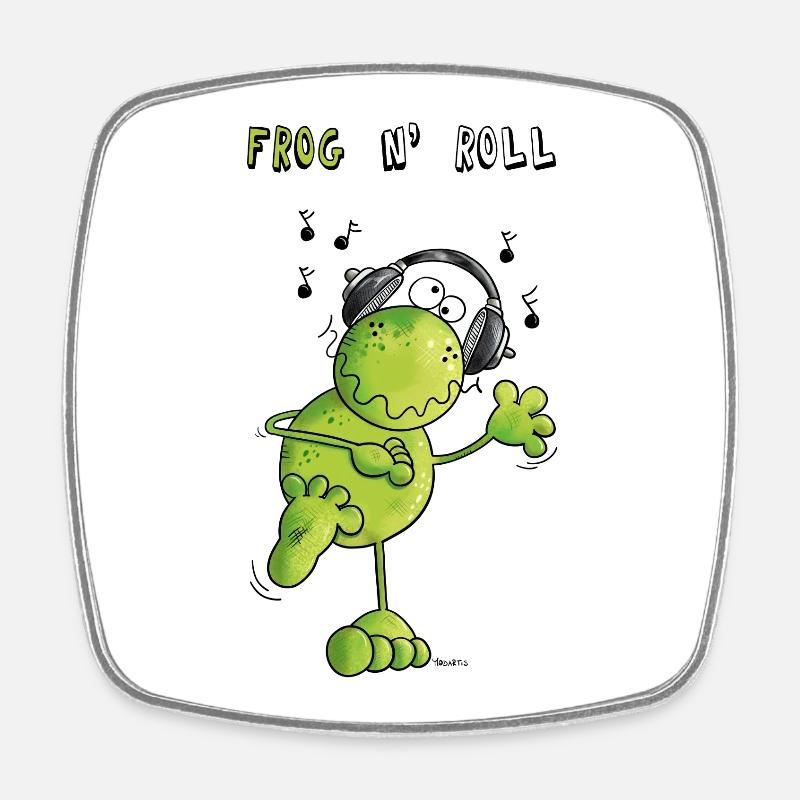Frog n' Roll - Viereckiger Kühlschrankmagnet - Weiß