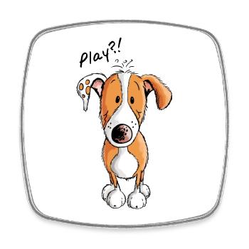 Play Podenco Dog - Dogs - Animal - Puppy - Square fridge magnet - white - Front