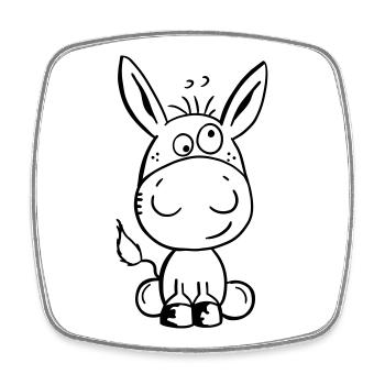 Eselchen Comic Tier - Tiere - Esel - Square fridge magnet - white - Front