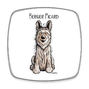 Funny Berger Picard - Dog - Comic - Square fridge magnet - white - Front