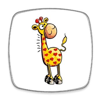 Kleinen Giraffe - Giraffen - Tier - Comic - Viereckiger Kühlschrankmagnet - Weiß - Vorne