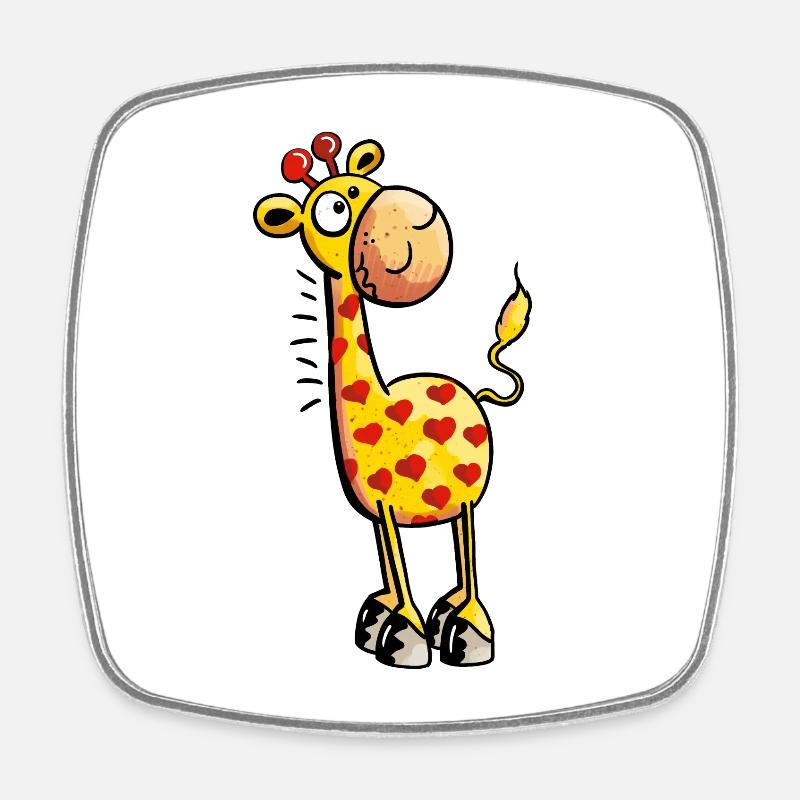 Cute Giraffe with hearts - Square fridge magnet - white