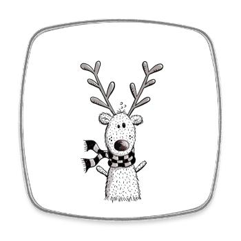 Ho Rentier Ho - Geschenk - Weihnachten - Rentiere - Viereckiger Kühlschrankmagnet - Weiß - Vorne