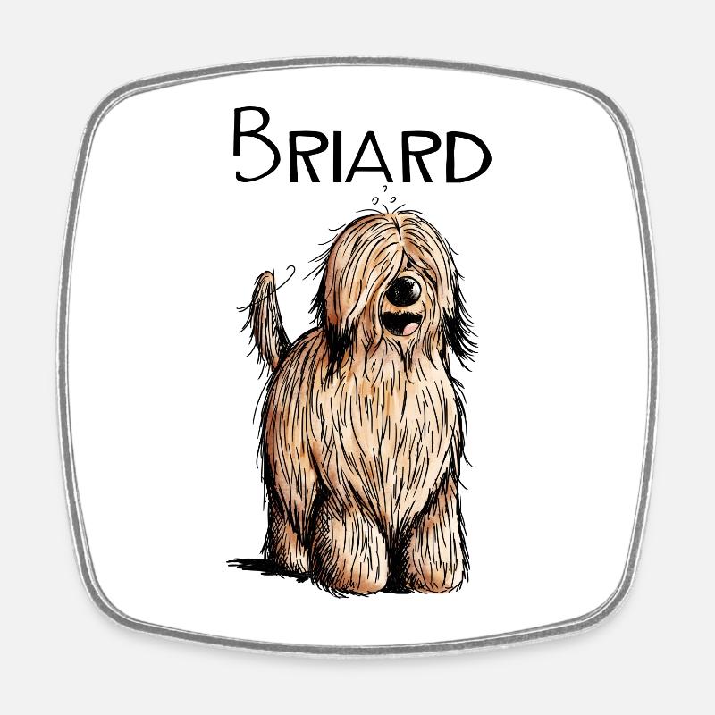 Lustiger Briard - Hund - Beger de Brie - Geschenk - Viereckiger Kühlschrankmagnet - Weiß