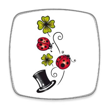 Silvester. Traditional german lucky charm symbols - Square fridge magnet - white - Front