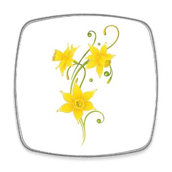 Filigree Daffodils Flowers. Spring, Easter. - Square fridge magnet - white - Front