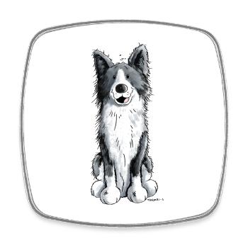 Fröhlicher Border Collie - Viereckiger Kühlschrankmagnet - Weiß - Vorne