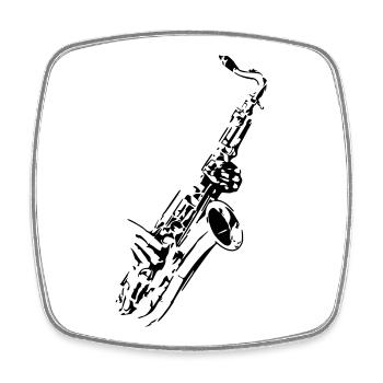Saxophone instrument de musique musicien orchestre cor * - Magnet carré - blanc - Devant