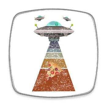 Pizza Ufo - Square fridge magnet - white - Front