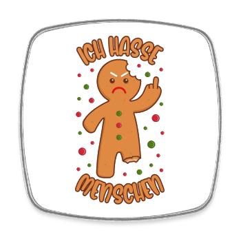 Lebkuchenmann Ich hasse Menschen Lustige Sprüche - Viereckiger Kühlschrankmagnet - Weiß - Vorne