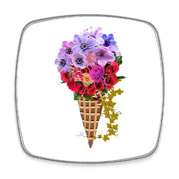Blumen Eistüte Bouquet - Square fridge magnet - white - Front